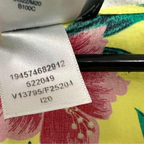 LANDS’ END Tropical Floral Maxi Kaftan Swim Coverup Sz XL Yellow V Neck Cotton - Picture 8 of 9